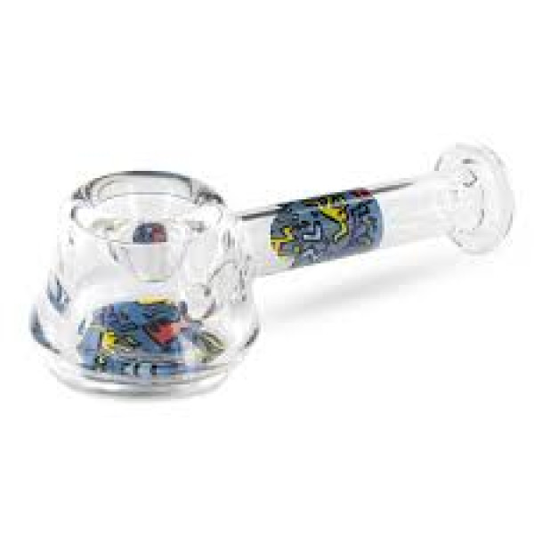 Odolná a lehká skleněná dýmka Keith Haring Spoon Pipe, žlutá