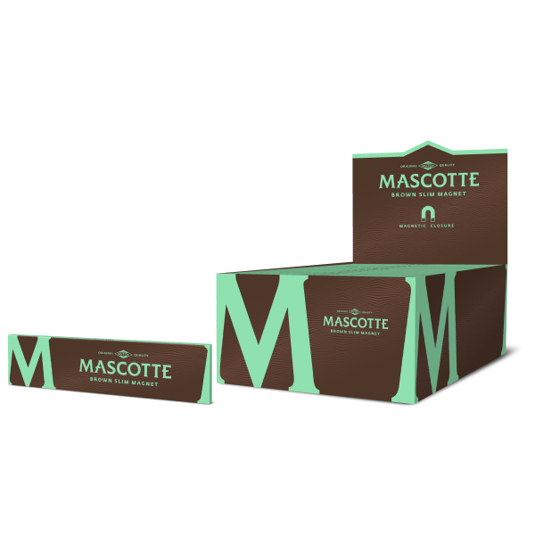 Papírky Mascotte King Size Slim Brown, nebělené, 34 ks v balení s magnetem