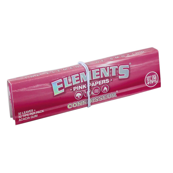 ELEMENTS PINK CONNOISSEUR King Size Slim + tips, 32 ks v balení