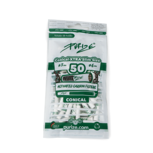PURIZE® uhlíkové filtry - kónické XTRA Slim Size, sáček 50 ks, bílá