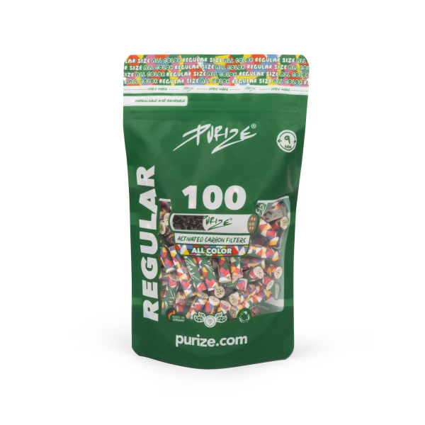 PURIZE® uhlíkové filtry - Regular Size, sáček 100 ks, duhová