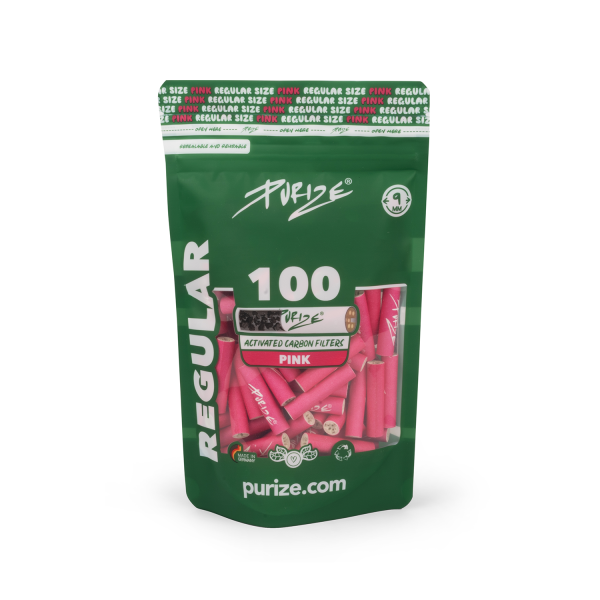 PURIZE® uhlíkové filtry - Regular Size, sáček 100 ks, růžová