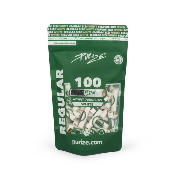 PURIZE® uhlíkové filtry - Regular Size, sáček 100 ks, bílá