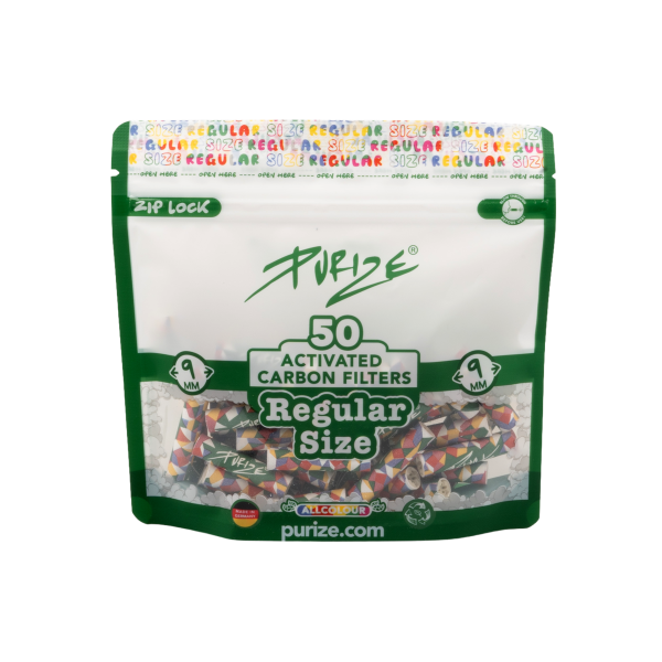 PURIZE® uhlíkové filtry - Regular Size, sáček 50 ks, duhové | box 8 ks