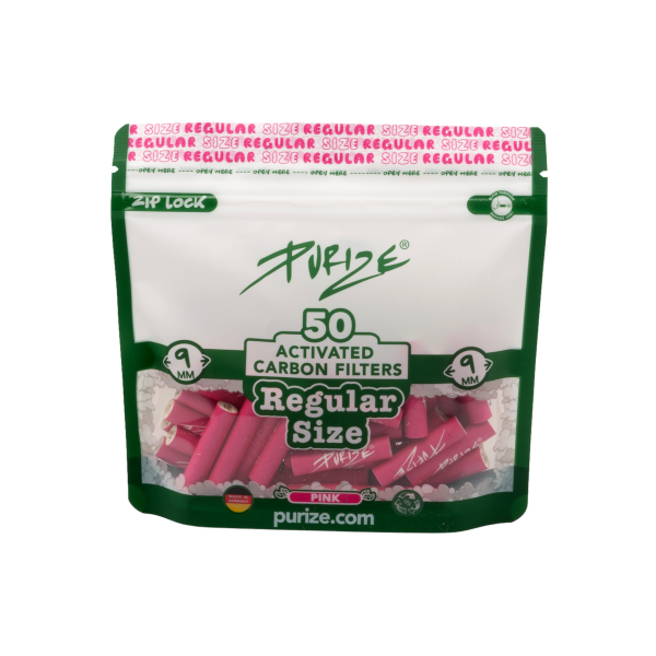 PURIZE® uhlíkové filtry - Regular Size, sáček 50 ks, růžová | box 8 ks