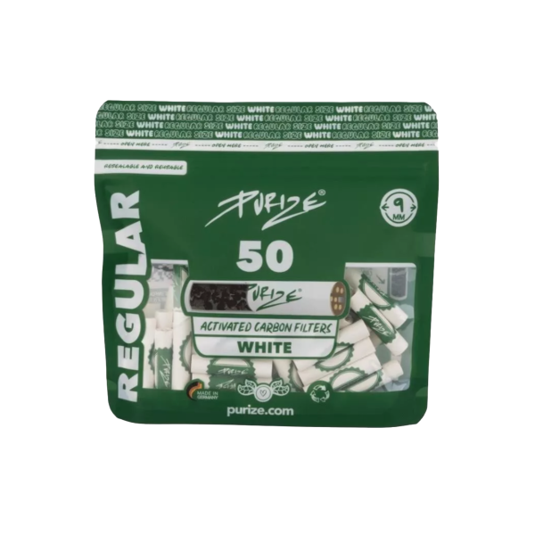 PURIZE® uhlíkové filtry - Regular Size, sáček 50 ks, bílá | box 8 ks