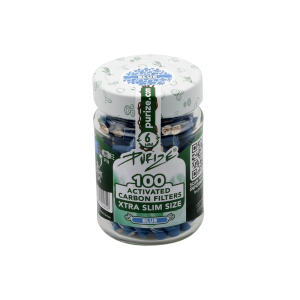 PURIZE® uhlíkové filtry - XTRA Slim Size, dóza 100 ks, modrá