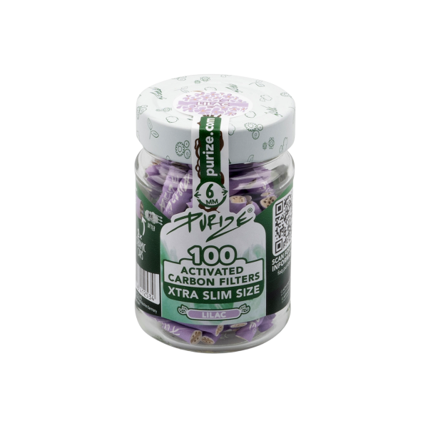 PURIZE® uhlíkové filtry - XTRA Slim Size, dóza 100 ks, fialová