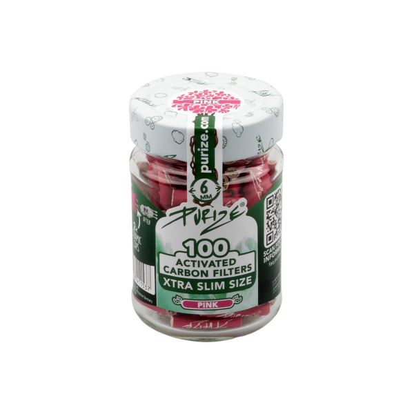 PURIZE® uhlíkové filtry - XTRA Slim Size, dóza 100 ks, růžová | box 10 ks