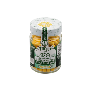 PURIZE® uhlíkové filtry - XTRA Slim Size, dóza 100 ks, žlutá