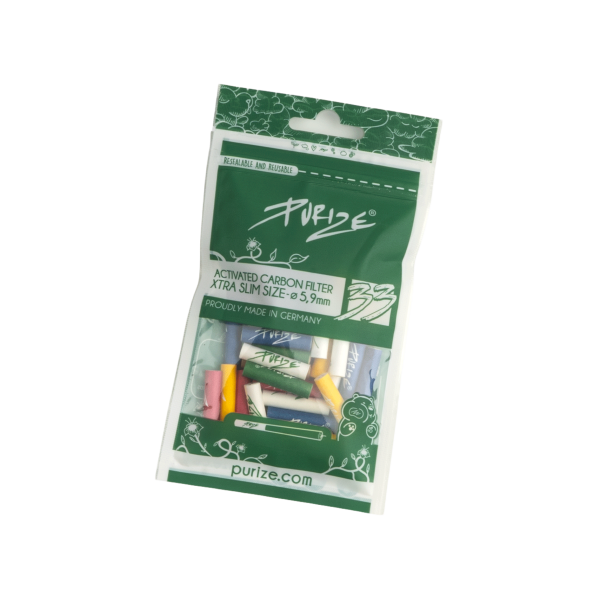 PURIZE® uhlíkové filtry - XTRA Slim Size, sáček 33 ks, mix barev | box 20 ks