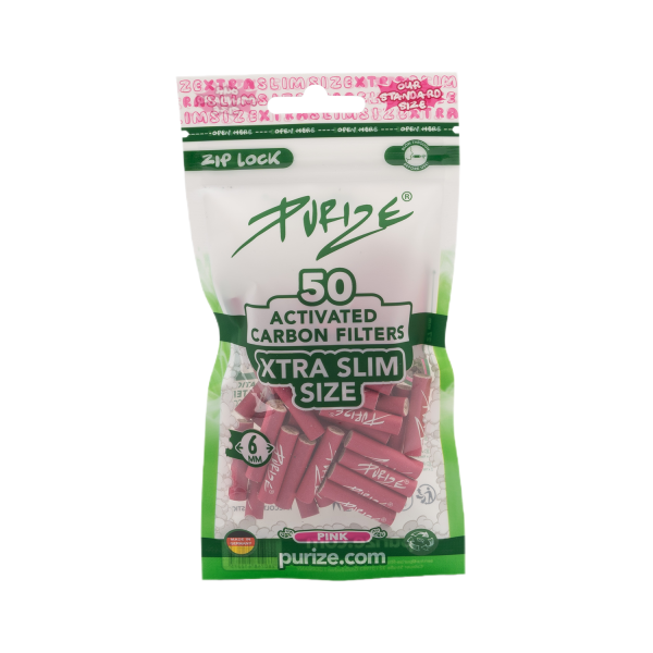 PURIZE® uhlíkové filtry - XTRA Slim Size, sáček 50 ks, růžová | box 20 ks
