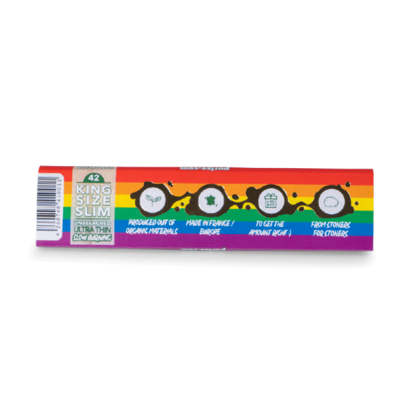 PURIZE® papírky King Size Slim, 42 ks v balení, nebělené, duhové