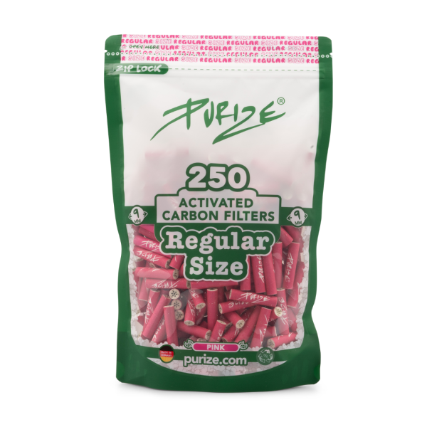 PURIZE® uhlíkové filtry - Regular Size, sáček 250 ks, růžová