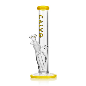 Skleněný bong CALVO Straight Tube Premium, žlutý, 25 cm, zábrus 14 mm