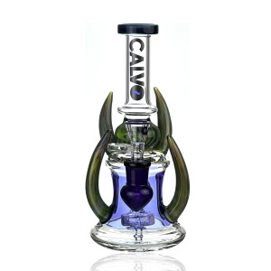 Skleněný rig CALVO Four Horn, modrý, 20 cm, zábrus 14 mm
