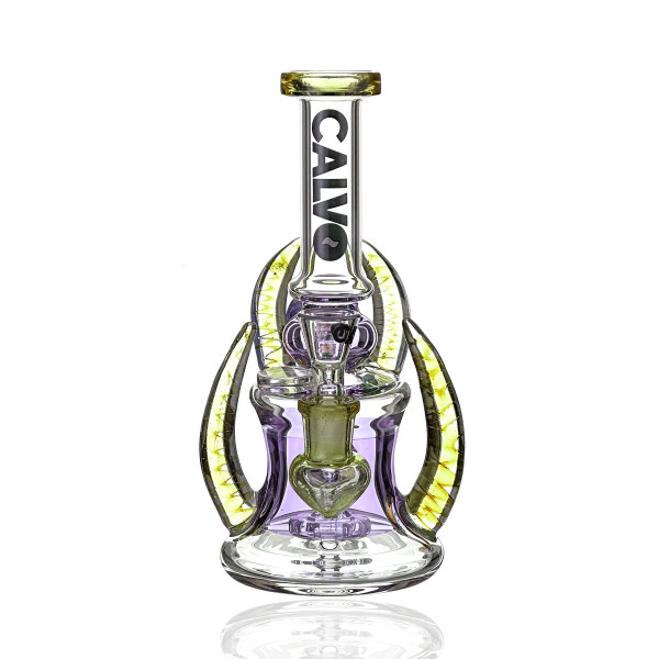 Skleněný rig CALVO Four Horn, fialový, 20 cm, zábrus 14 mm