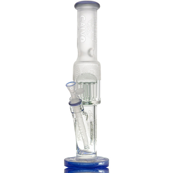 Skleněný pískovaný bong CALVO Straight Tube, fialový, 42 cm, zábrus 14 mm