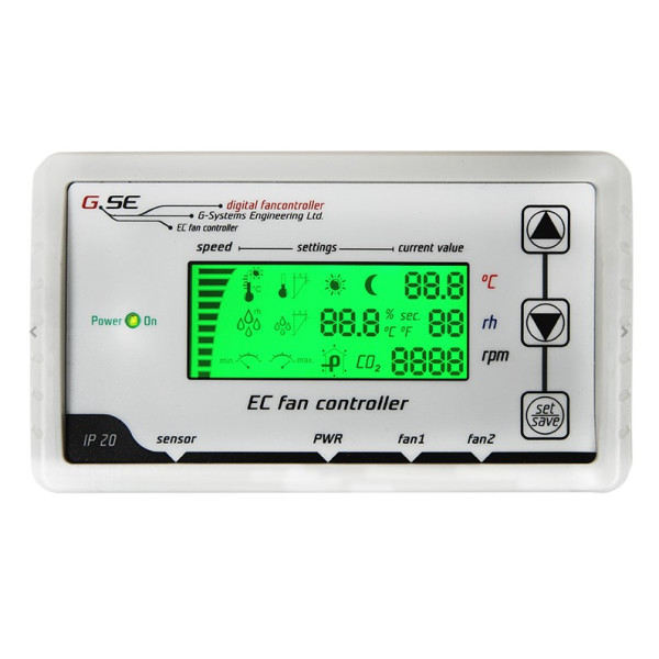 GSE regulátor s LCD displejem pro 2 EC ventilátory