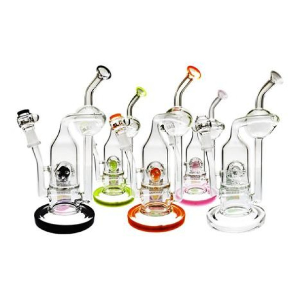Skleněný bong Pure Glass Inline & Solaris Perc, 19 cm, různé barvy, 1 ks