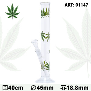 Skleněný bong Multi Green Leaf, 40cm, 14,5mm