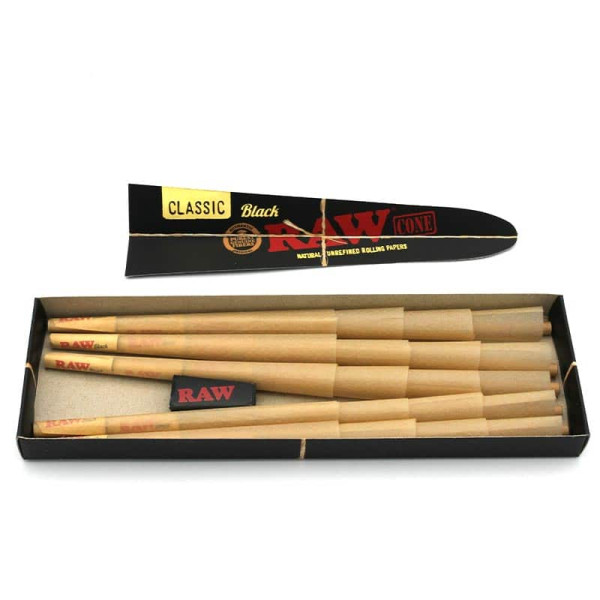 Dutinky RAW Black Organics Cones King Size, 20ks