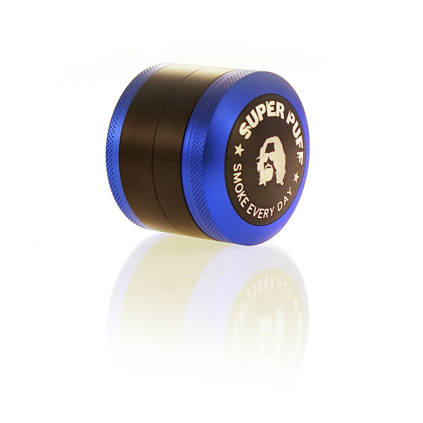 Hliníková drtička Super Puff Black Series, 63 mm,  černo-modrá