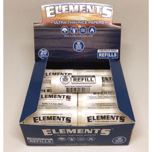 Náhradní náplň do rolovacích papírků ELEMENTS KINGSIZE 5m | box 20ks