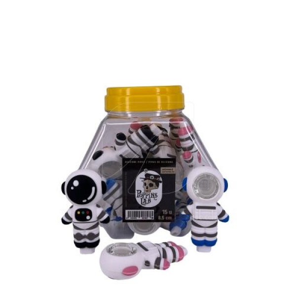 Skleněná dýmka v silikonu Poppins Lab Astronaut, 8,5 cm