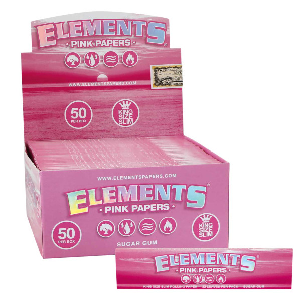 Papírky ELEMENTS PINK King Size, 32ks v balení - box 50 balení