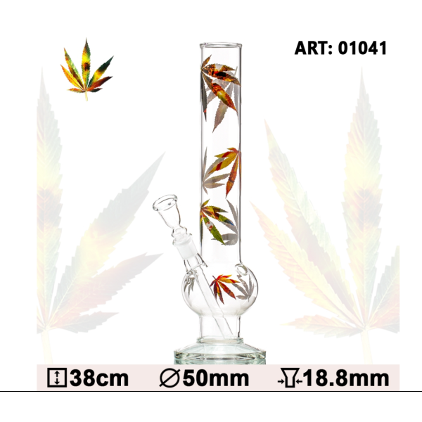 Skleněný bong Bouncer Multi Leaf, výška 38 cm, průměr 50 mm