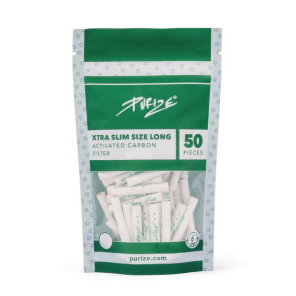 PURIZE® uhlíkové filtry - XTRA Slim Size Long, sáček 50 ks, bílá