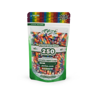PURIZE® uhlíkové filtry - XTRA Slim Size, sáček 250 ks, duhová