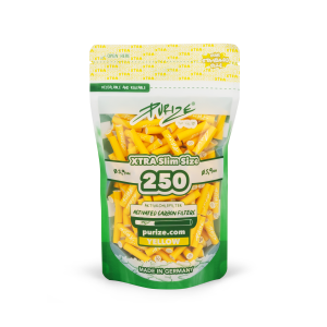 PURIZE® uhlíkové filtry - XTRA Slim Size, sáček 250 ks, žlutá