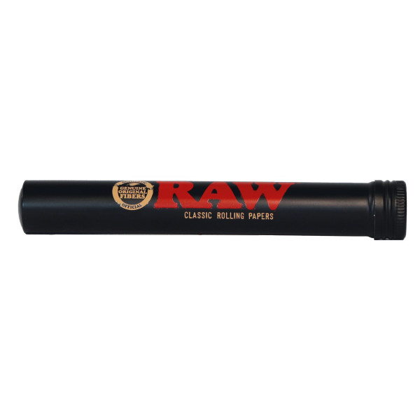 RAW Metal tube – kovový obal na balené cigarety, černý, rozměry: 1,5 x 11,6 cm
