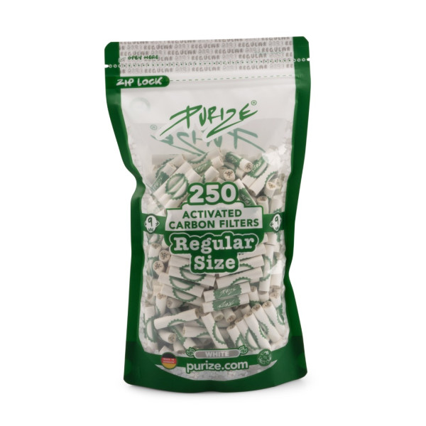 PURIZE® uhlíkové filtry - Regular Size, sáček 250 ks, bílá