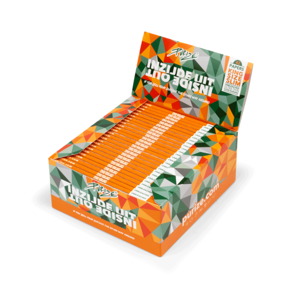 PURIZE® papírky King Size Slim - Inside out, 42 ks v balení, nebělené | box 50 ks