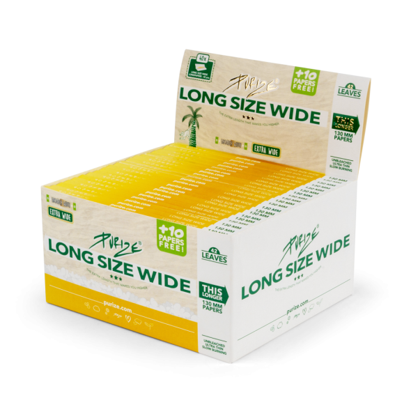 PURIZE® papírky Long Size Wide, 42 ks v balení, nebělené | box 40 ks