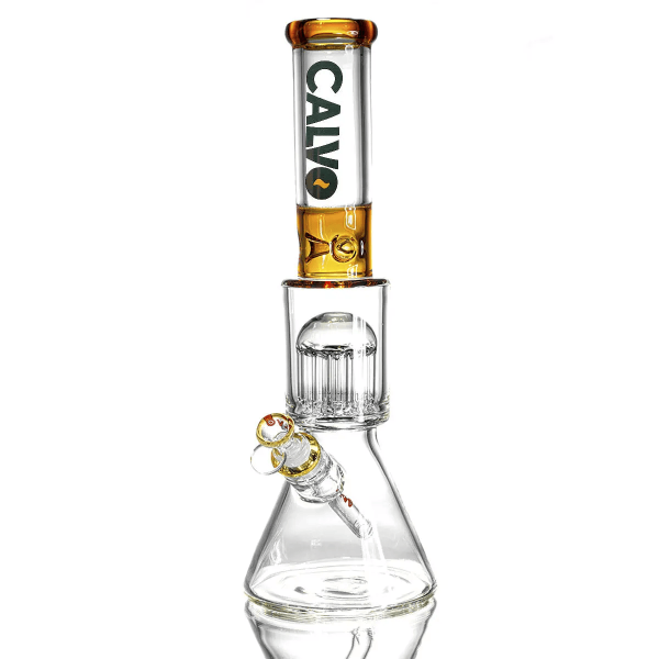 Skleněný bong CALVO Tree Perc Beaker, jantarový, 42 cm, zábrus 14 mm