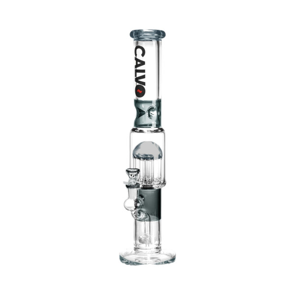 Skleněný bong CALVO Straight Tube Tree Perc, černý, 42 cm, zábrus 14 mm