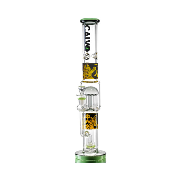 Skleněný bong CALVO Straight Tube Tree Perc, dragon ball, 42 cm, zábrus 14 mm