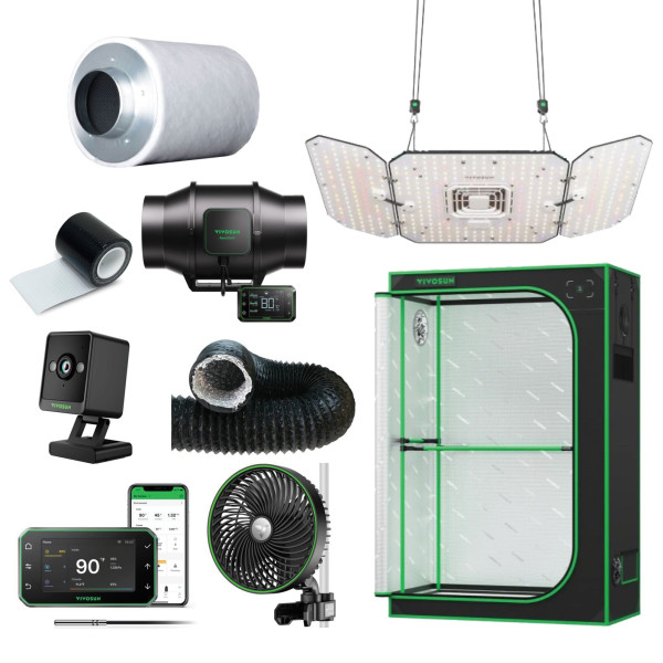 Vivosun kit Aerolight 200W LED, 2.75 umol/J - Vivosun tent 120x60x180 cm
