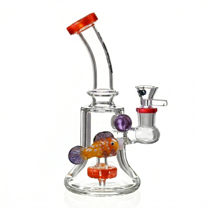 Skleněný rig CALVO Aqua Rig, červený, 19 cm, zábrus 14 mm