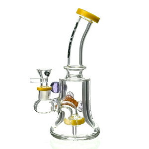Skleněný rig CALVO Aqua Rig, žlutý, 19 cm, zábrus 14 mm