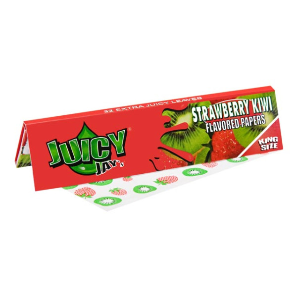 Papírky JUICY JAY'S King Size, Jahoda/kiwi, 32 ks v balení | box 24 ks