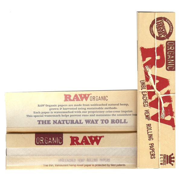 Papírky RAW ORGANIC, King Size SLIM, 32 ks v balení | box 50 ks