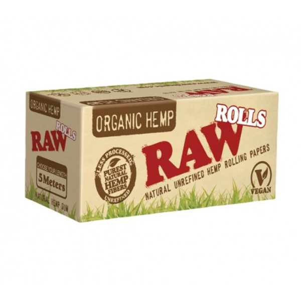 Rolovací papírky RAW ORGANIC ROLLS, 5 m v balení, 1 ks | box 24 ks